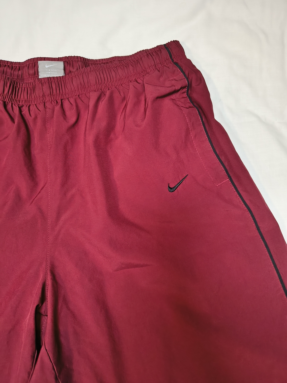 Vintage Nike Mens Burgundy Joggers with Black Trim